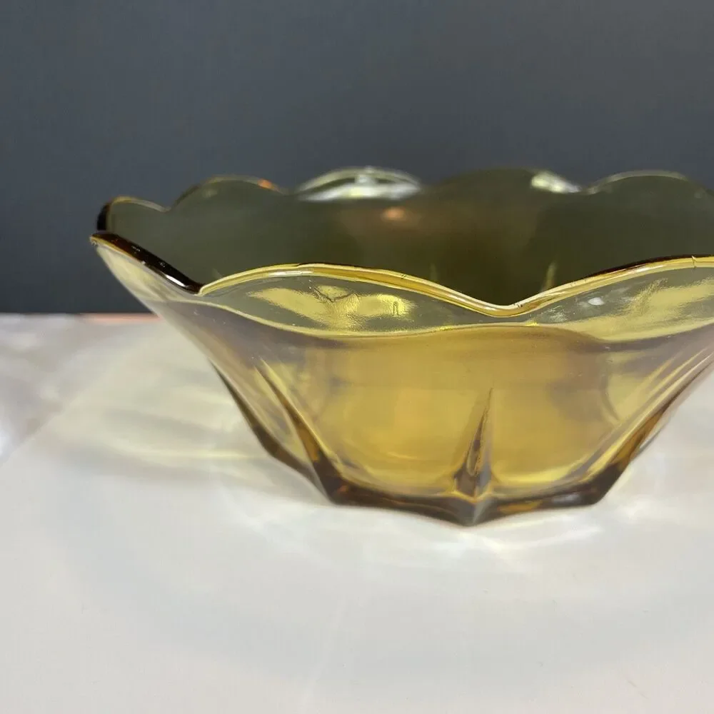 Anchor Hocking Bowl Set Honey Gold Set  Serving Yellow Swedish Modern Vtg